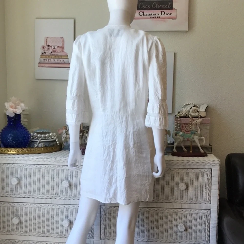 Reformation Eloise 100% linen button front dress white color size 10 - Picture 3 of 11